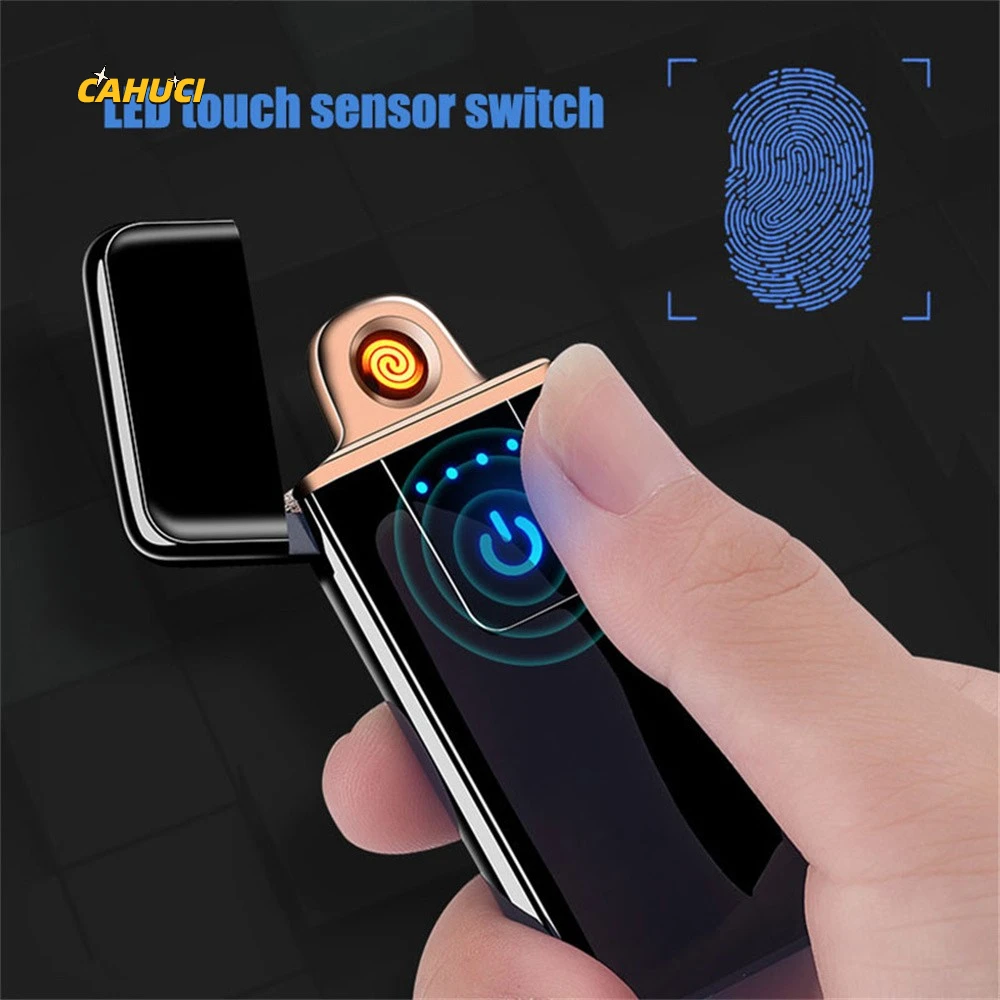 

CAHUCI Electric Lighter USB Charging Touch Control Lighter Portable Windproof Lighter LED Power Indicator Cigarette Accessories