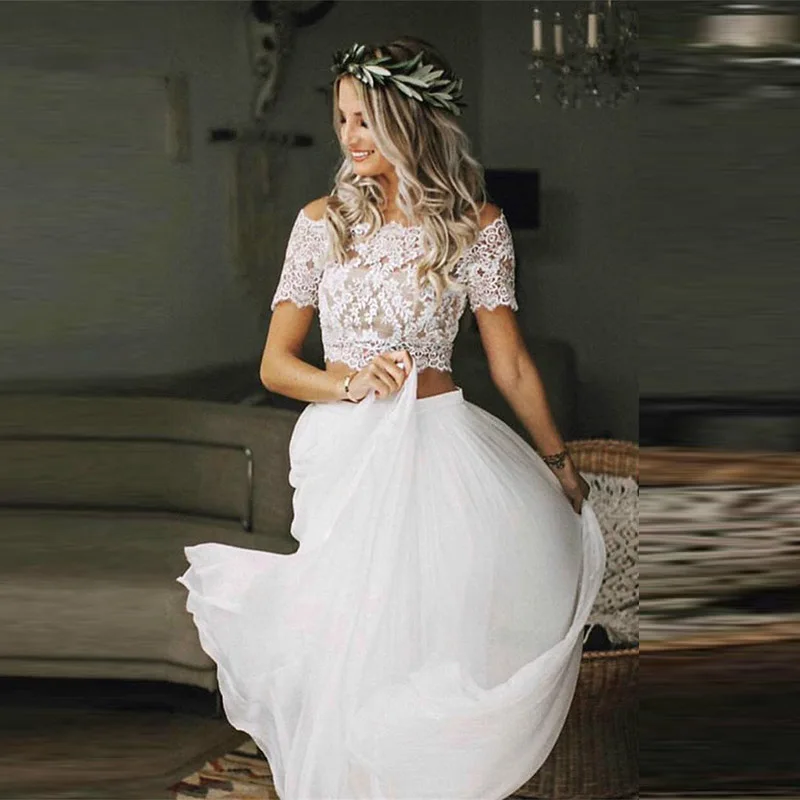 Свадебные платья Горячая Распродажа очаровательное Boho из двух предметов