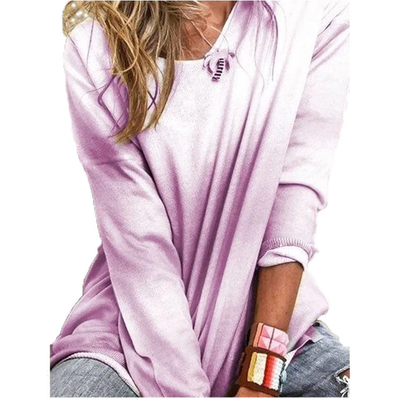 

Women's autumn and winter new women's bottoming shirt gradient t-shirt large size loose long-sleeved t-shirt women