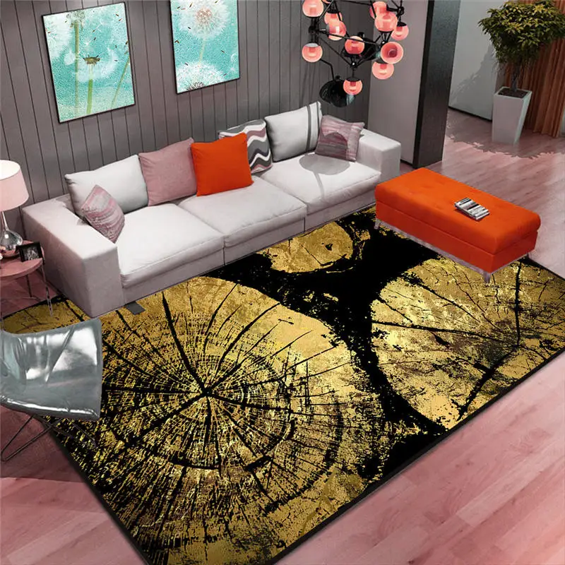 

Nordic style INS popular green leaves no hair 3D printed carpet, big size decoration bedroom area rug