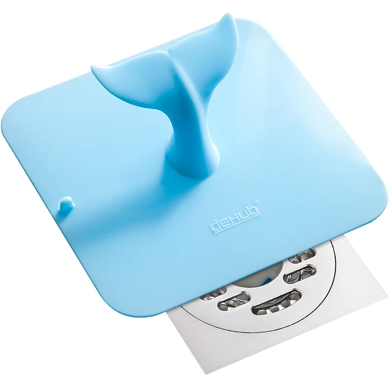 

Blue Silicone Floor Drain Cover Home Bathroom Kitchen Sewer Deodorizer Sink Hair Filter Bathtub Cute Whale Water Plug Plugging