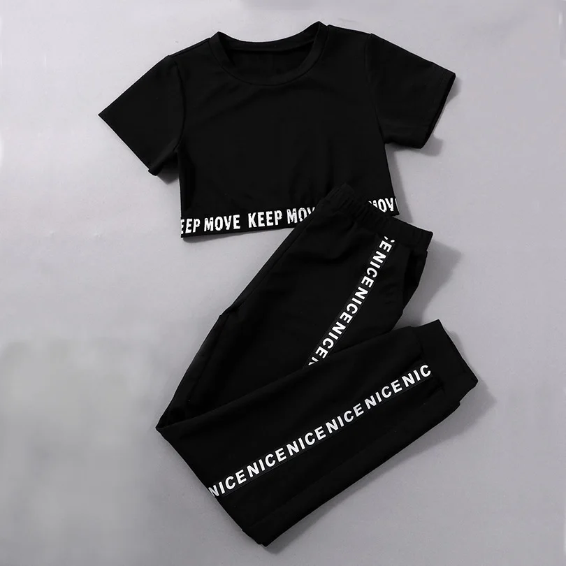 Conjuntos de ropa deportiva de algod&oacute;n para correr, ch&aacute;ndal de gimnasio de dos piezas, Top de manga corta, Leggings de cintura baja-4