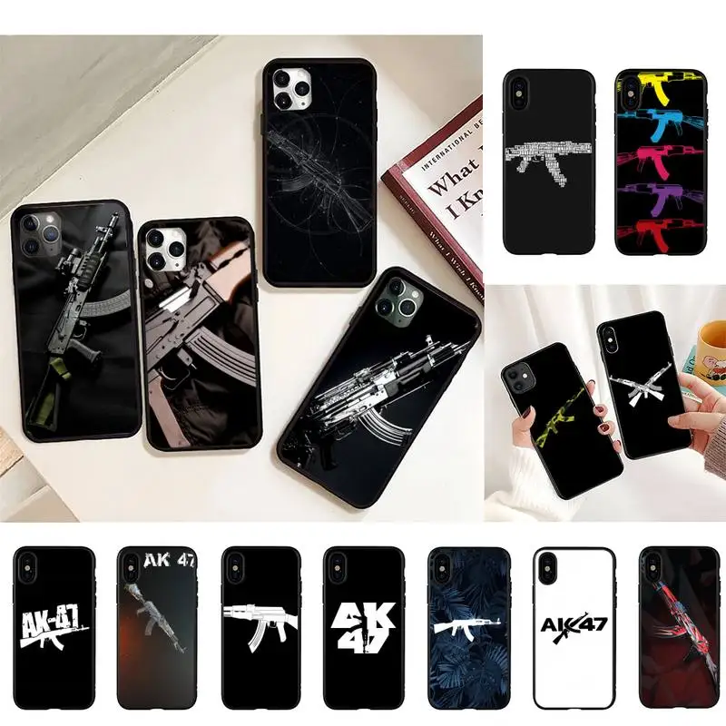 

FHNBLJ AK47 Gun Phone Case for iPhone 11 12 13 mini pro XS MAX 8 7 6 6S Plus X 5S SE 2020 XR case