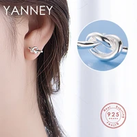 yanney silver color 2022 trendy fashion knot stud earrings woman simple sweet line geometric jewelry party accessories