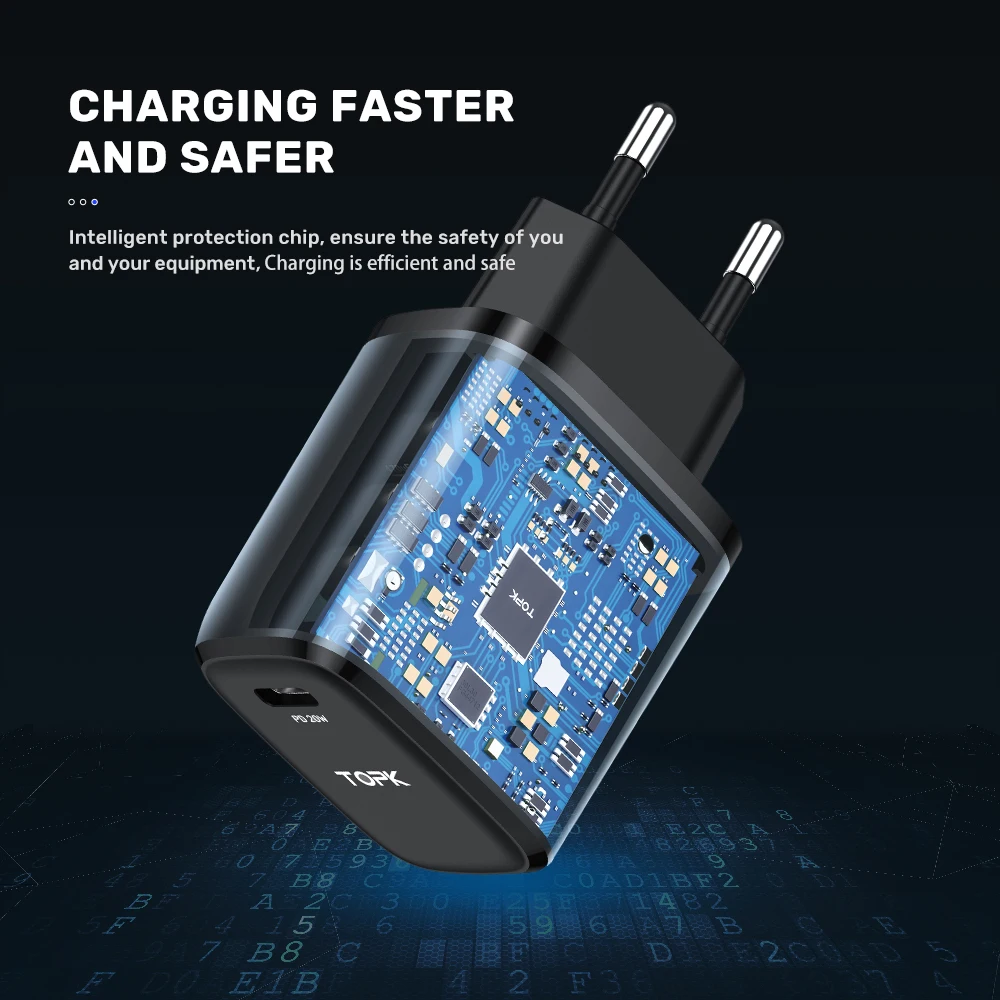 topk b210p 20w quick charge 3 0 usb type c pd charger for iphone 12 pro max xiaomi usb c fast charging travel wall phone charger free global shipping