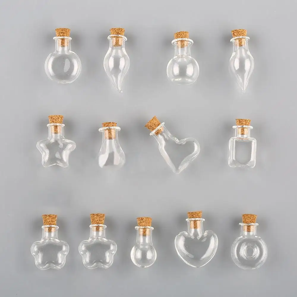 5Pcs Mini Small Glass Wishing Bottles With Cork Drift Jars DIY Gift Transparent Empty Container Christmas Hanging Decor | Дом и сад