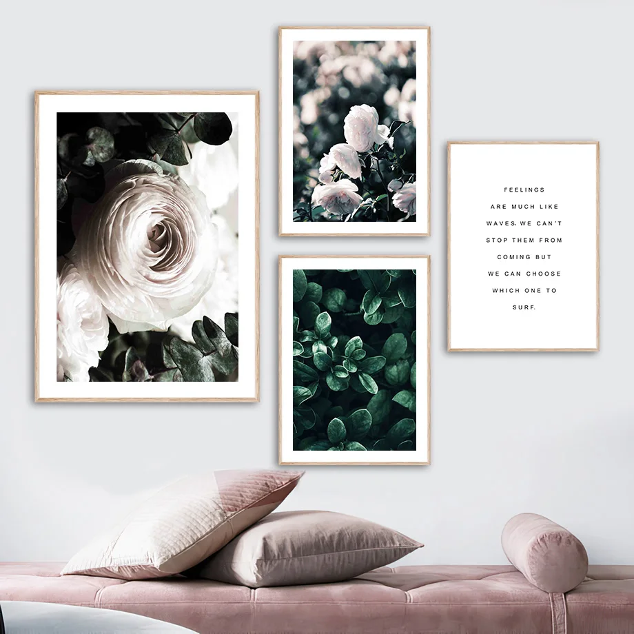 

Ranunculus Rose Flower Leaf Quote Plant Wall Art Canvas Painting Nordic Posters And Prints Wall Pictures For Living Room Decor
