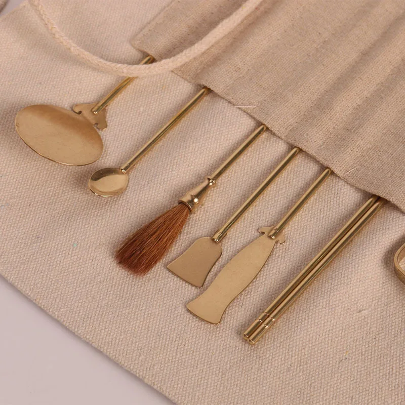 

7Pcs Incense Burner Table Tools Cleaning Household Copper Material Shovel Multifunctional Aromatherapy Supplementary Products