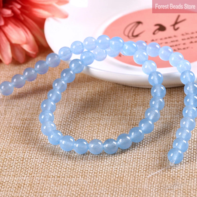 Гладкий светильник голубой халцедон Jades круглые бусины из натурального камня для