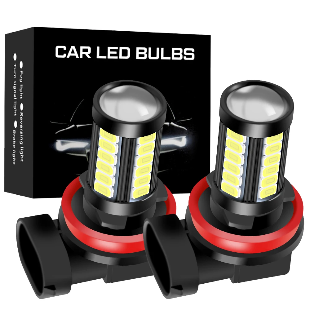 2Pcs H11 H8 9006 HB4 9005 PSX24W H16EU HB4 High Quality 5730 LED Auto Fog Lamp Car Anti Fog Light Bulb 6000K White Blue Yellow