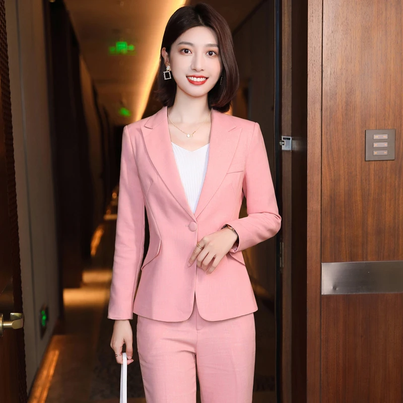 Костюм брючный женский осенне-зимний, офисный костюм из двух предметов, цвет белый