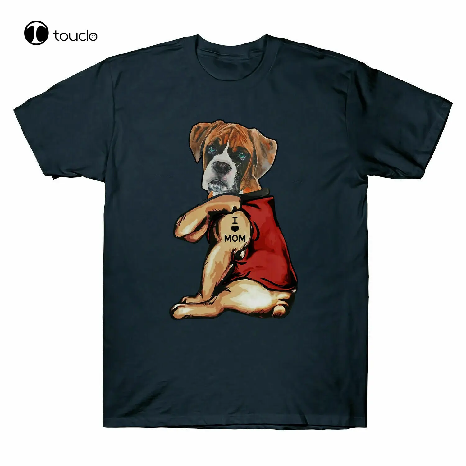 

New Boxer I Love Mom Tattoo Funny Dog Animal Lovers Menscotton Novelty Gift T-Shirt Tee Shirt S-5Xl