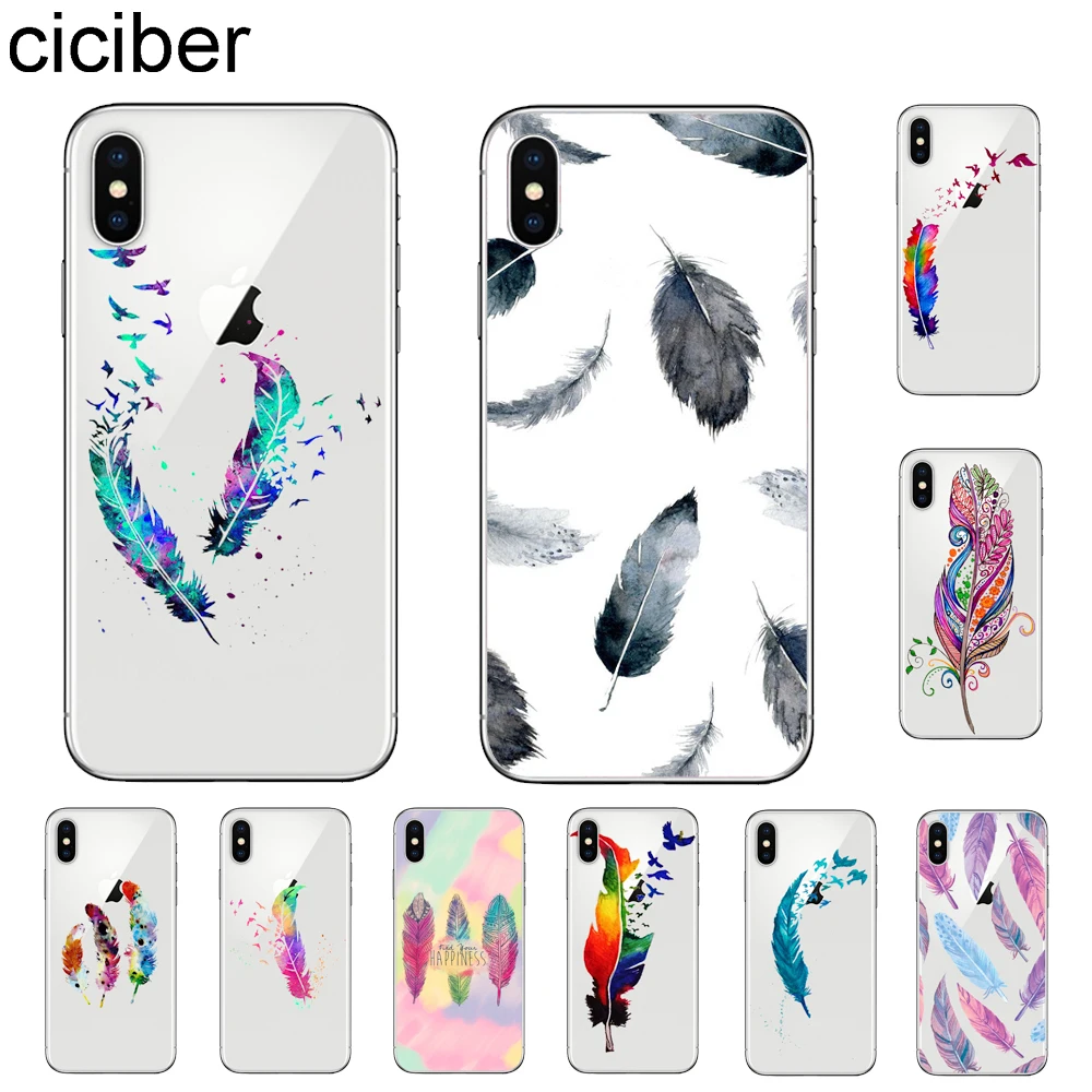 Ciciber Модный чехол с перьями для Apple iPhone 11 Pro Max X XR XS MAX 7 8 6 6s Plus 5 SE чехлы телефонов из