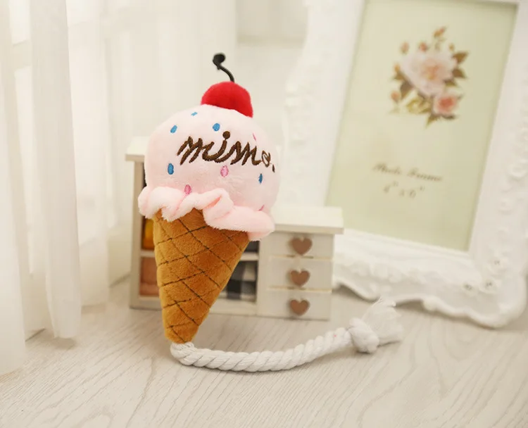 pink ice cream Пончик игрушка для домашних собак жевательные игрушки сиротское прекрасное мороженое щенок кошка пищалка кряканье пончик игрушка для собак розовый кофе - Цвет: pink ice cream