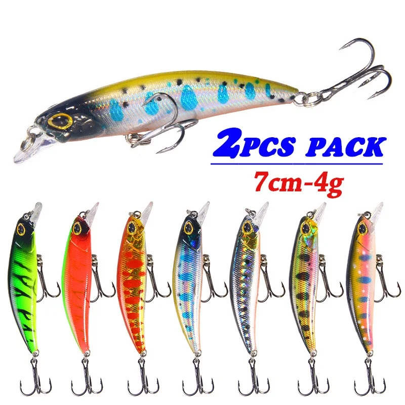 

2PCS Minnow Fishing Lures Bass Carp Bait Sinking Artificial Hard Fish Lures Saltwater Freshwater Fishing Tackle 4g-7cm