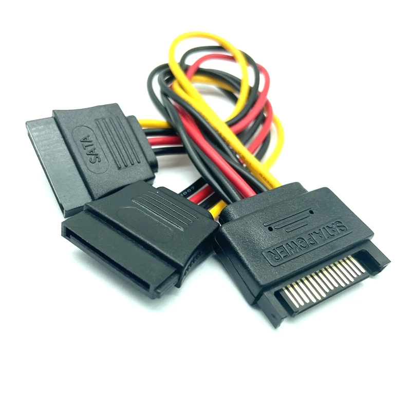 

Разветвитель SATA II для жесткого диска, кабель-удлинитель диаметром 18 см, 15pin SATA папа-2 разъема, 15Pin Power HDD