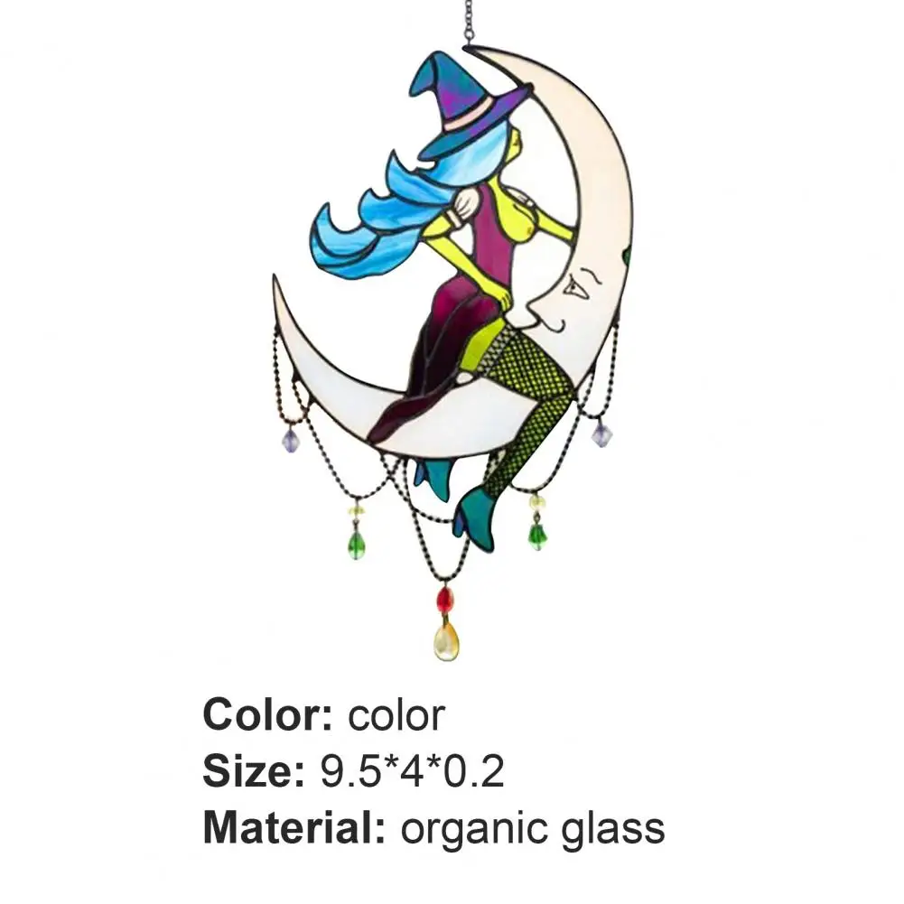

80% Hot Sales!! Wall Pendant Anti-fade Vivid Plexiglass Halloween Witch On Moon Window Ornament for Wall