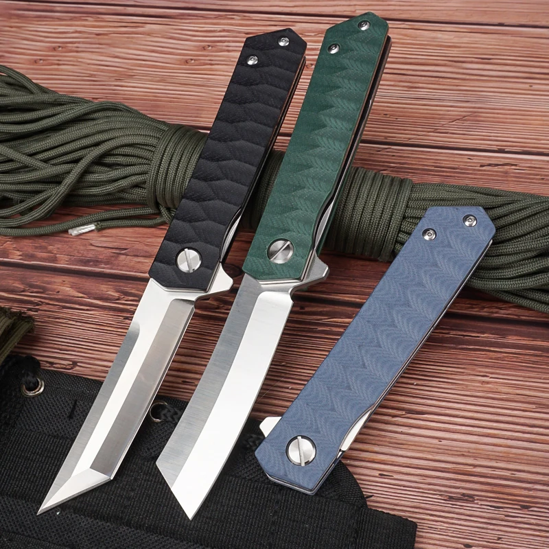 

HWZBBEN Folding Knife Tactical Survival Self Defense Pocket knives D2 Blade G10 Handle Hunting Knines Outdoor EDC Tool Knife