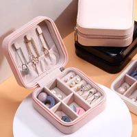 jewelry box portable storage organizer earring holder zipper women jewelry display travel case 100x100x55mm