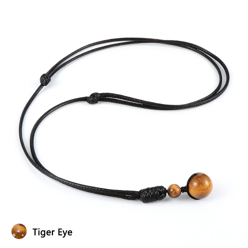 Мужские и женские очаровательные каменные бусины ожерелье с тигром кулон