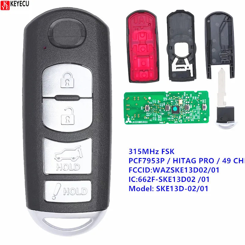 Keyecu бесконтактные смарт пульт дистанционного управления авто брелок 315 МГц PCF7953P