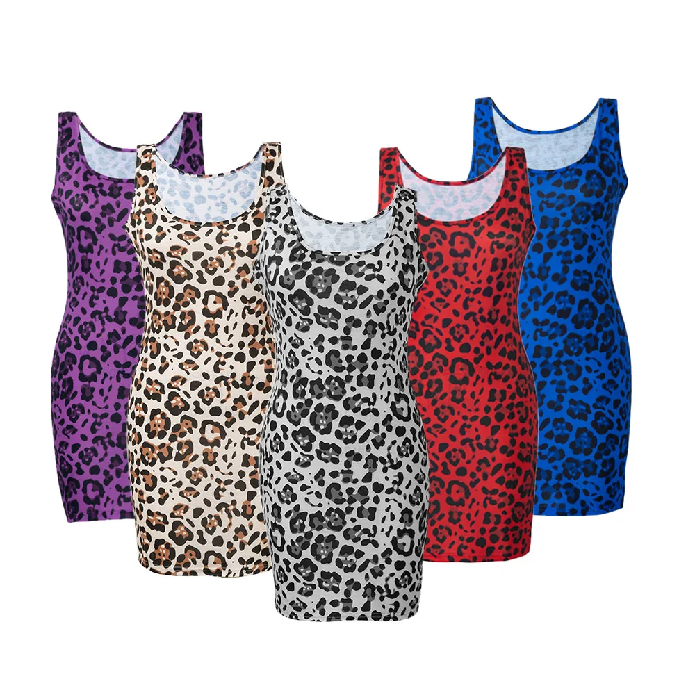 

Summer Sexy Leopard Print Women Short Dress Slip Holiday Beach Party Night Dresses Ladies Slim Clothes Dress