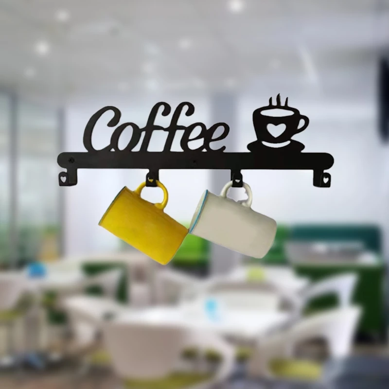 Держатель кофейной кружки настенное крепление вмещает 4 чашки подвесная стойка