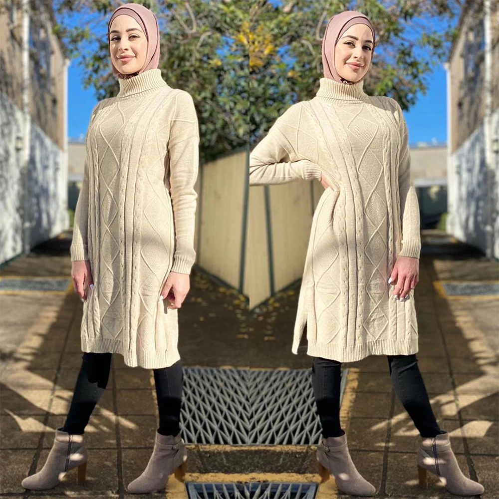 Мусульманская водолазка пуловер свитера для женщин зима 2020 новинка однотонные