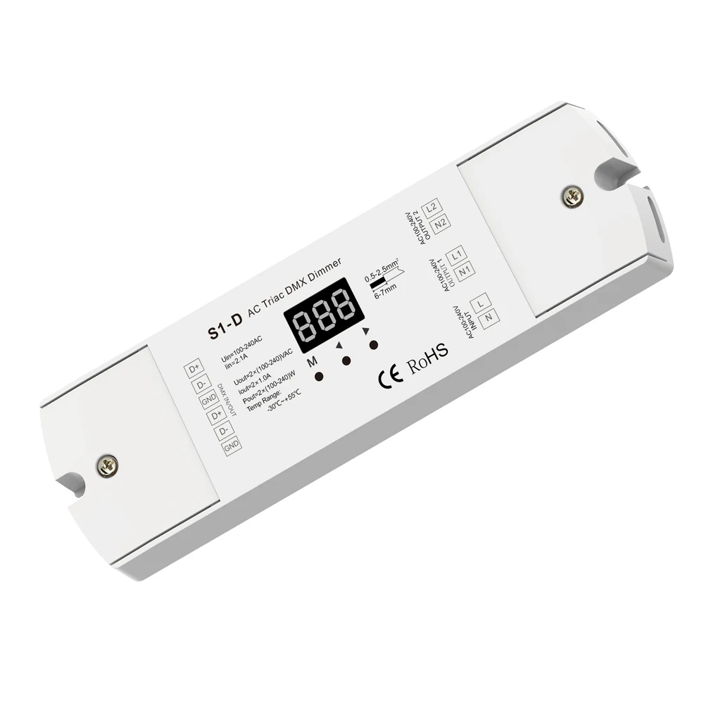 Светодиодный диммер Triac 220 в 230 В 110 переменного тока 2 канала контроллер DMX512