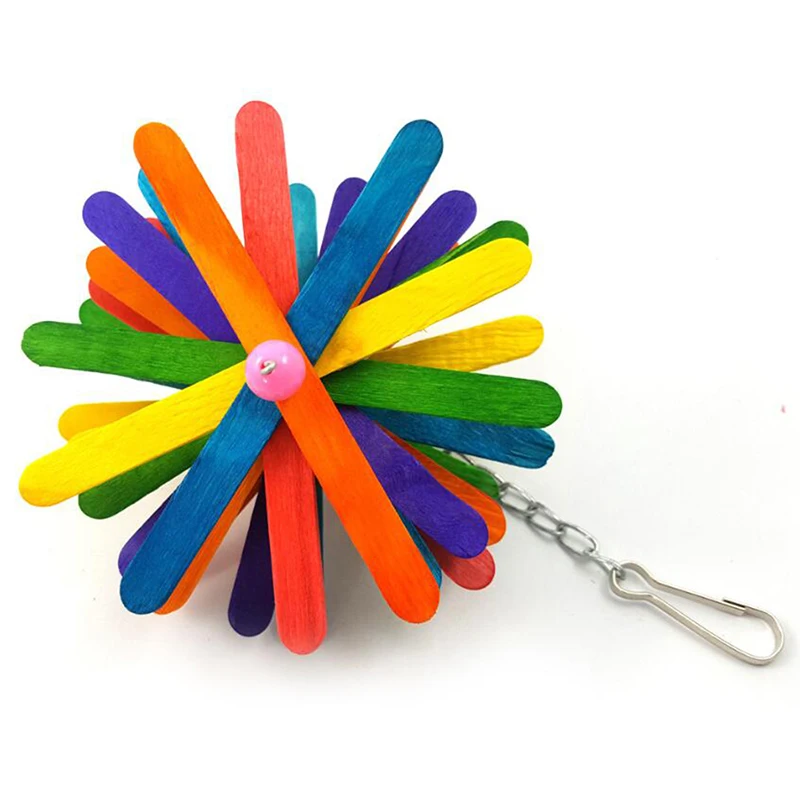 

Игрушка-попугай, цветной деревянный грызунок, жевательная игрушка, милая подвесная деревянная игрушка-попугай для домашних животных