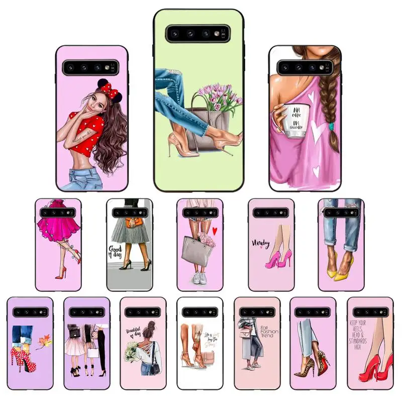 

Yinuoda Fashion High heels Girl Flower Phone Case for Samsung S6 S6edge Plus S7 S7edge S8 S9 S10 S10E S20 Plus Ultra