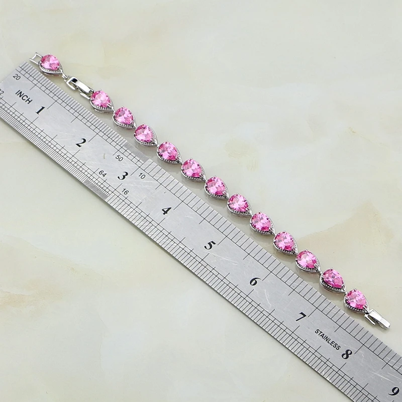 2016 высокое качество капли воды Mytic розовый CZ 925 Стерлинговое серебро ювелирные