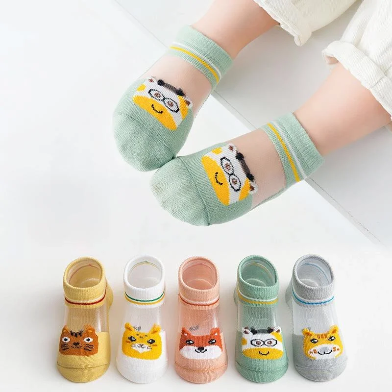 

5 Pairs New 2021 Children Socks Summer Cute Cartoon Baby Boys Boat Socks of Breathable Socks Mesh Cotton Kids Girls Student Sock