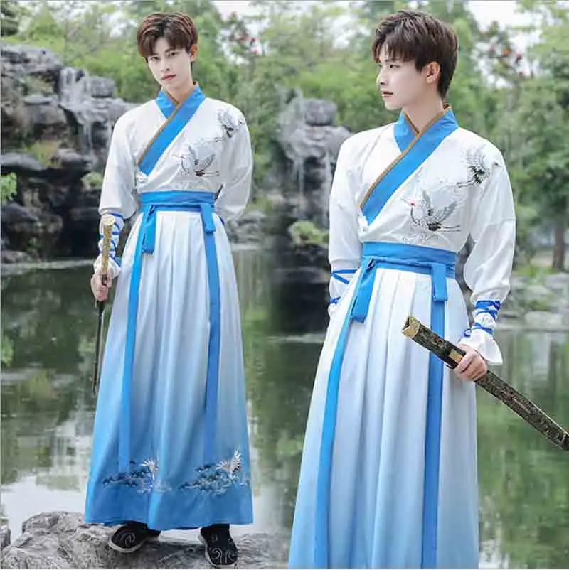 Мужской костюм Hanfu размера плюс 5XL с традиционной вышивкой в стиле древнего