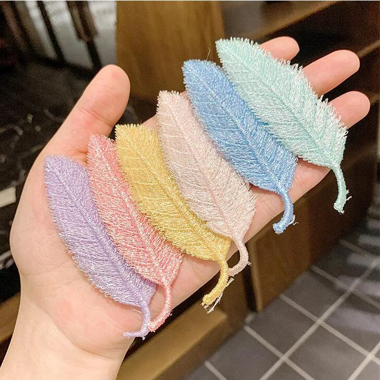 

NEW Girl Leaves Hairpins Knitting Feather Hair Clips For Girls Children Candy Color Pins Handmade Kids Accessories 30PCS/