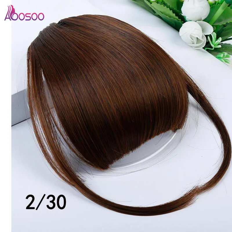 AOOSOO Synthetic bangs for white False Hair Neat Front False Fringe Thin Blunt Clip In bangs piece for Women girls