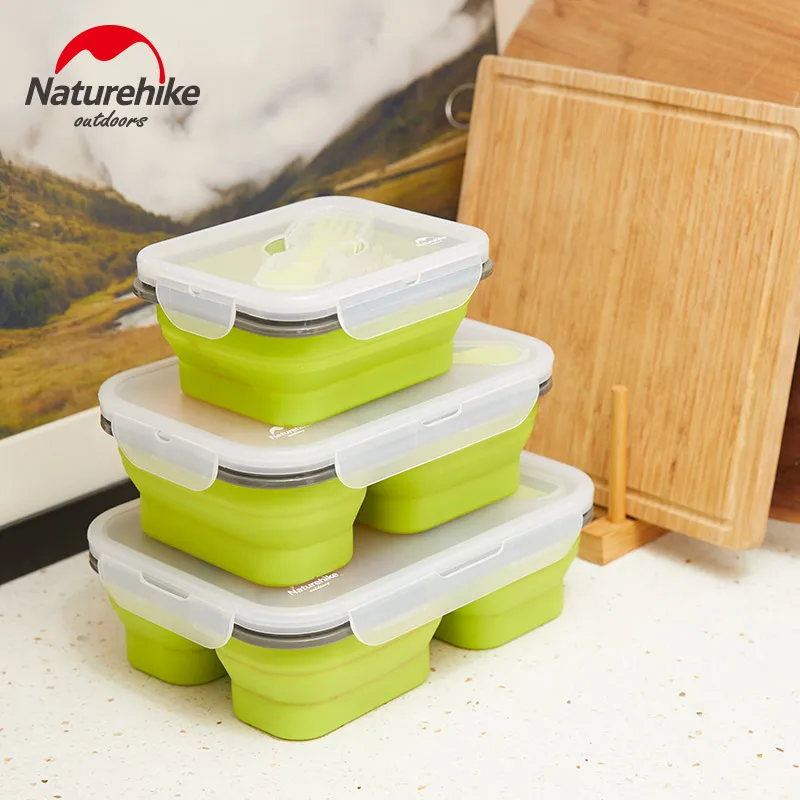 Силиконовый Ланч-бокс Naturehike портативный складной пищевой контейнер 1350/1000/600 мл