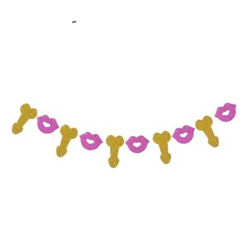 Блестящий девичник вечерние баннеры для пениса с сердечком губ Свадебные