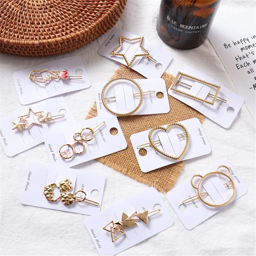 

Exquisite Versatile Alloy Geometric Hairpin Side Clip Net Red Love Five-pointed Star Hairpin Korean Hair Accessories