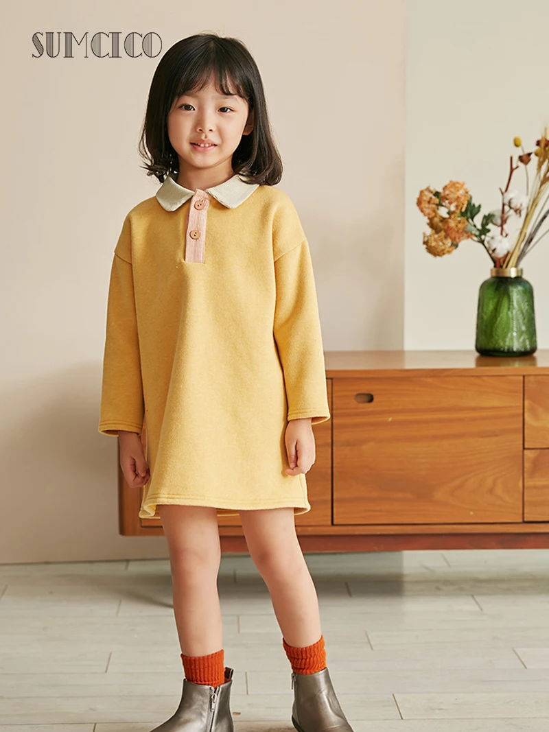Sumcico 2020 Latest Girl's Spring Color Block Dress Toddler's Soft Sweater For Dailywear Age 2-15Y | Детская одежда и