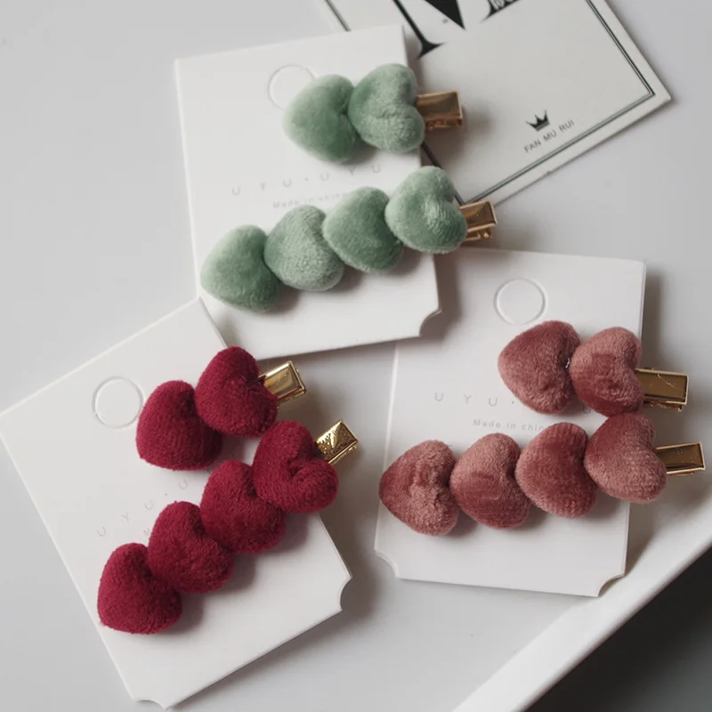 2 шт./компл. теплые зимние заколки винтажные бархатные для волос однотонные в