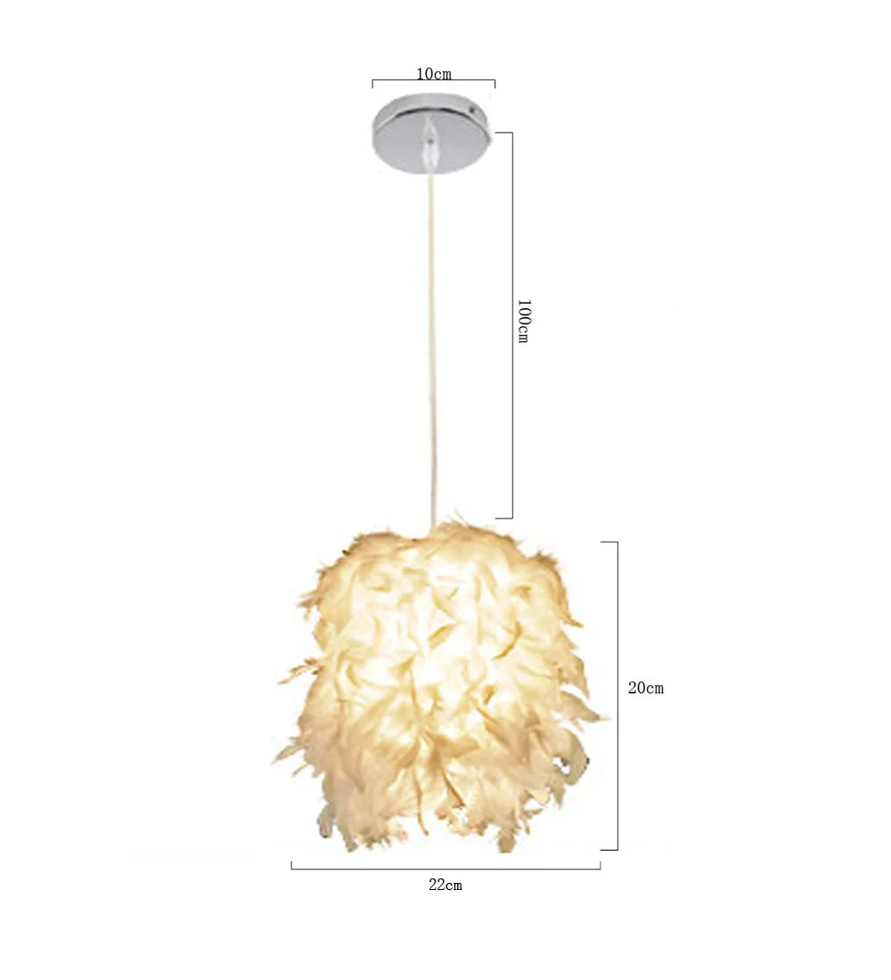 Подвесной светильник с перьями лампа для теплой спальни романтическое сказочное