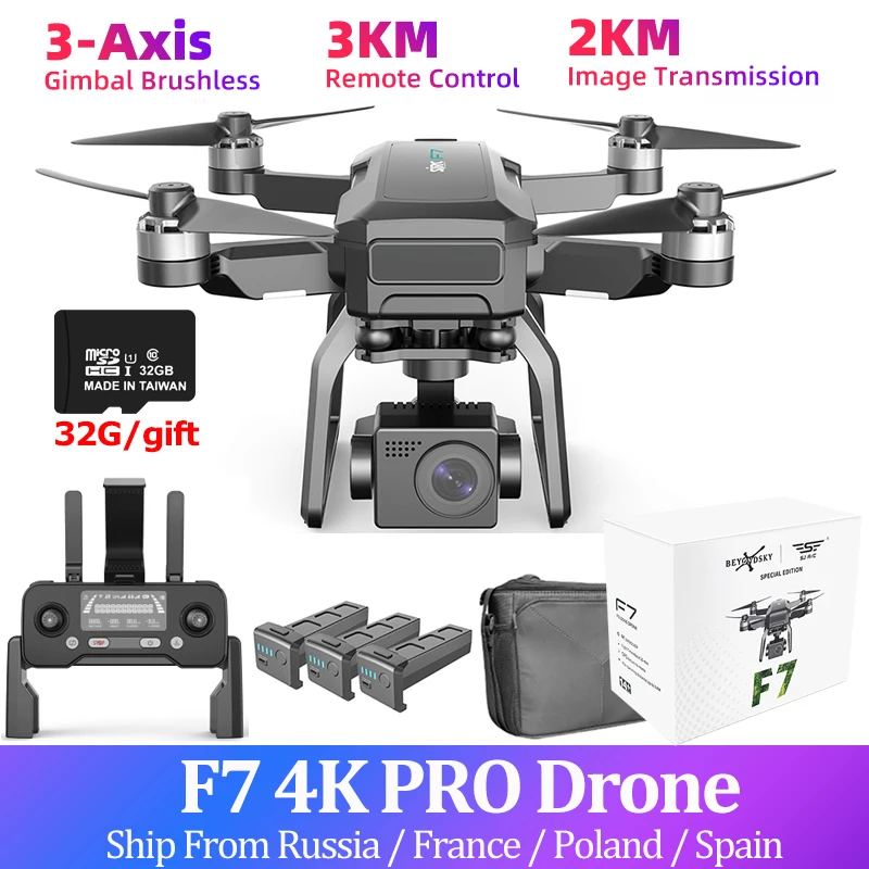 

SJRC F7 4K PRO GPS Drone 4K Camera 3-Axis Gimbal Brushless RC Helicopter 5G Camera Quadcopter 3km 25mins Flight PK F11 SG906MAX