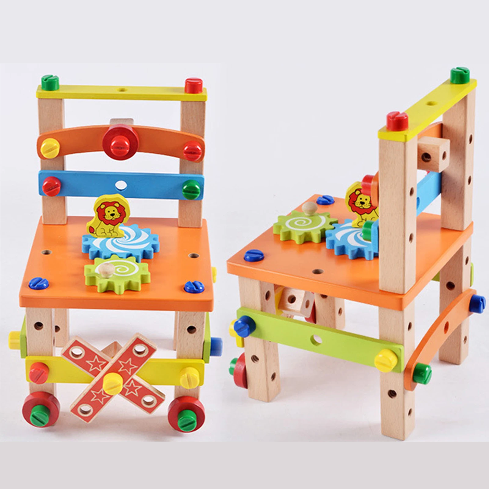 Деревянные монтаж стул игрушки Монтессори Детские Обучающие деревянные