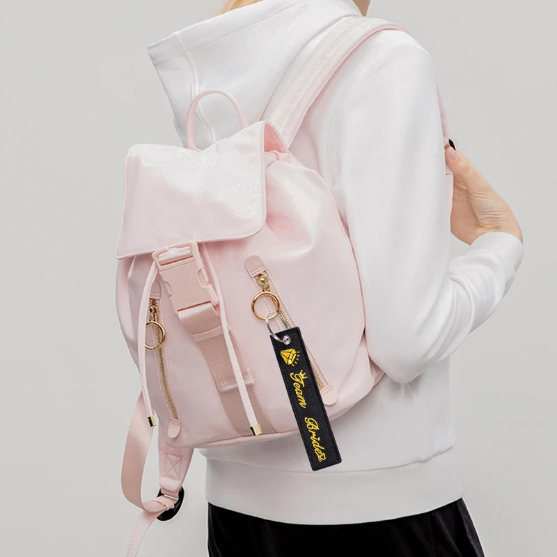 Модный вышитый брелок для ключей женский черный розовый фиолетовый Команда