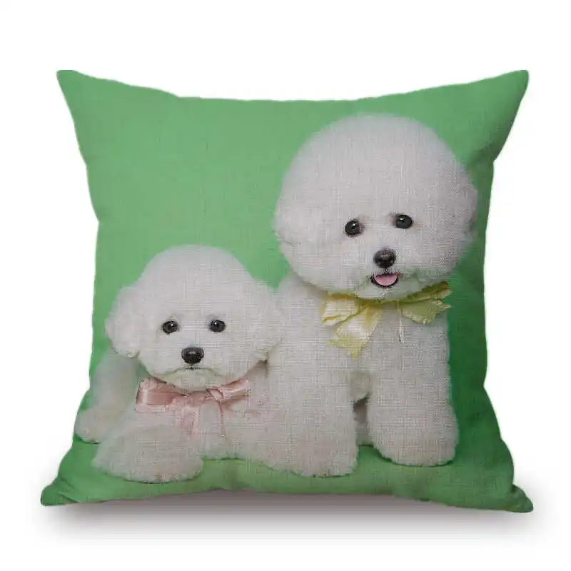 9 Bichon Frise, хлопковый льняной чехол для подушки, дивана, поясная наволочка, домашний декор - Цвет: 9