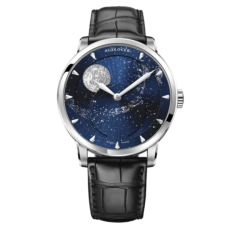 6404A1 AGELOCER часы Moonphase винтажные швейцарские роскошные Брендовые мужские часы сапфир запас энергии 80 часов механические часы 6404A1 - Цвет: 6404A1