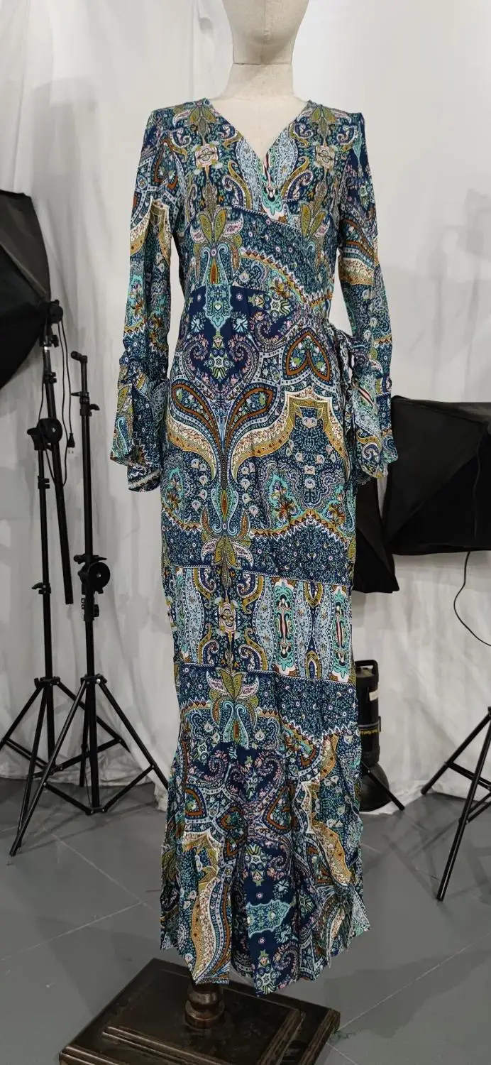 AECU женское летнее платье макси пляжные платья в цветочек Туника женская длинное