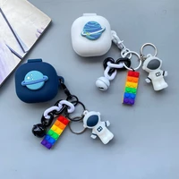 cute astronaut cases for samsung galaxy buds live galaxy buds pro tws protective cover cartoon pendant chain earphone cover