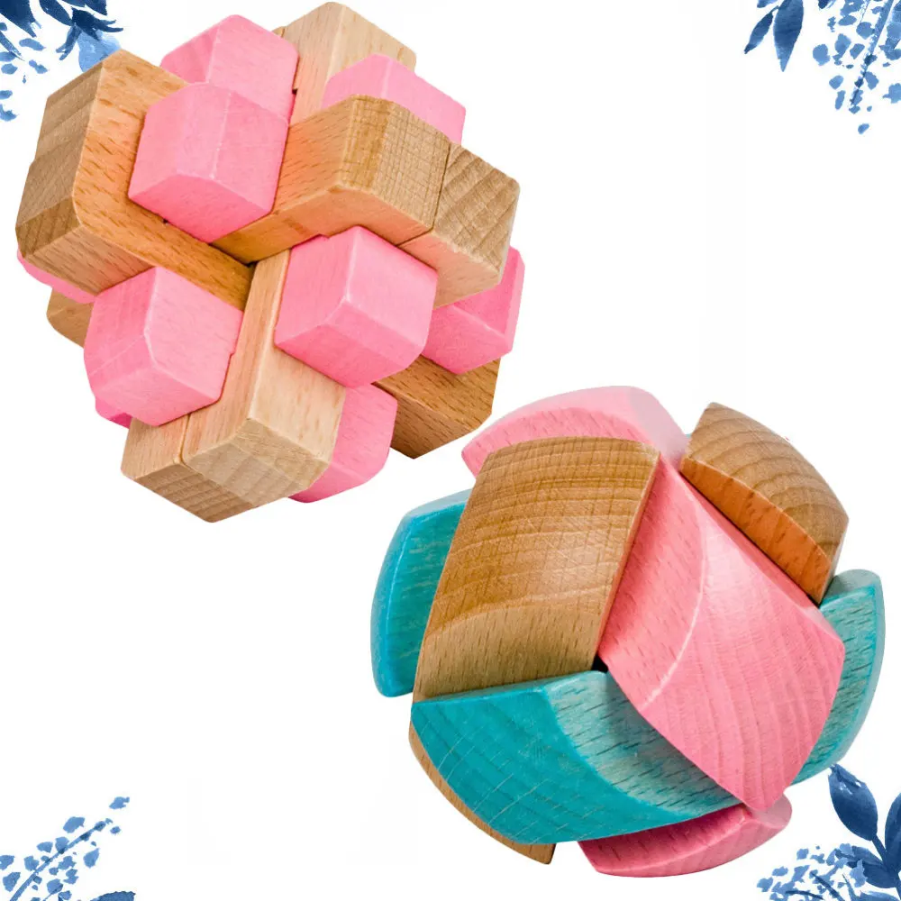 2 шт. деревянный сборочный куб с отверстиями из бука открытый замок Забавный Kong Ming